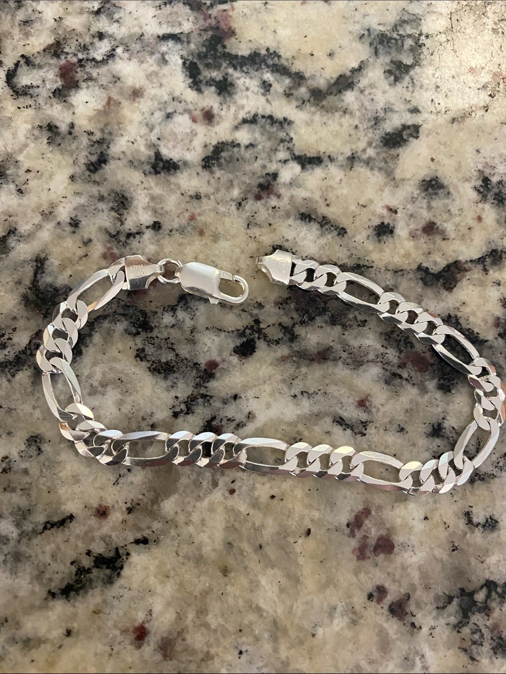 Sterling Silver Figaro Link Italy 925 Bracelet - Shiny Silver